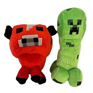Minecraft Baby Mooshroom Plush and Creeper Plush Mojang